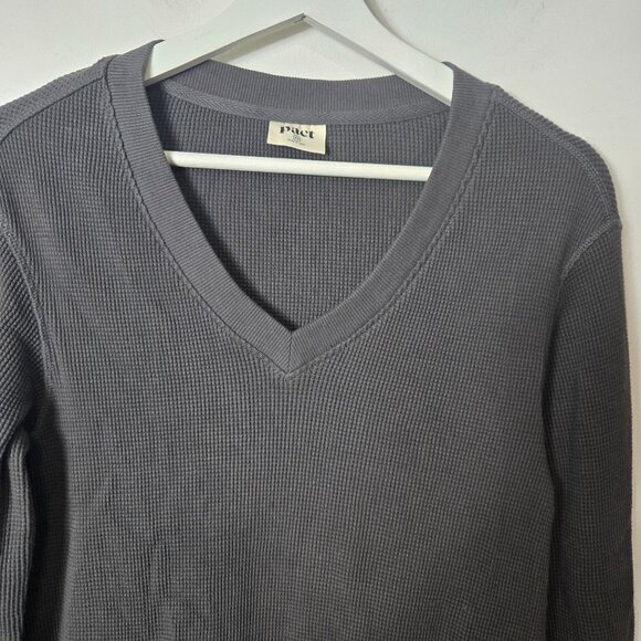 Pact Size XS Brown Organic Cotton Long Sleeve Thermal V-Neck Tunic Top - Picture 2 of 9